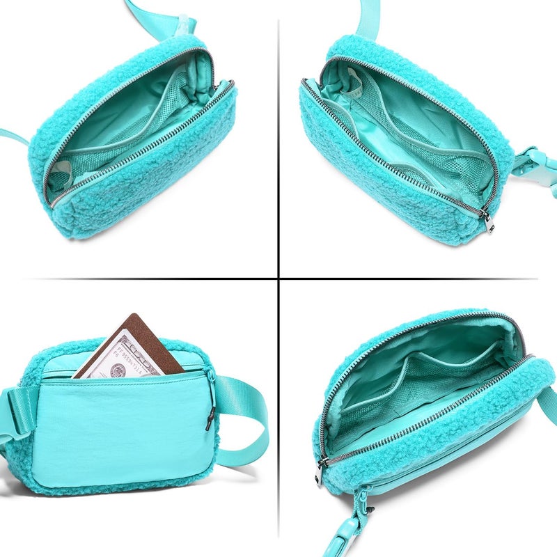 Gitus Fleece Belt Bag Sherpa Fanny Pack Crossbody Bags for Women Fashion Waist Packs with Adjustable Strap for Gym Travel Hiking Running Trending Gifts for Teen Girls Women Men (Lake Blue) - Image 5